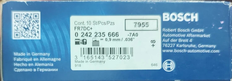 شمع پایه کوتاه تک پلاتین تیبا . کوییک .ساینا +8 +FR7DC (اصلی ) با ضمانت (هر عدد) | BOSCH روسی